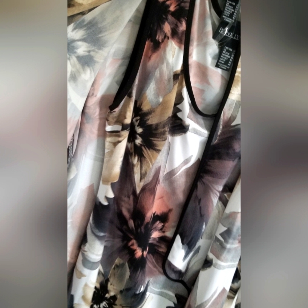 Frank Lyman Set Jacket Tank Top Abstract Tan And Black - Picture 5 of 6